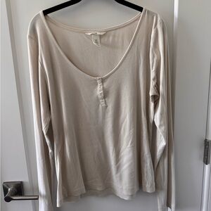 H&M‎ Relaxed Tan Cream Long Sleeve Blouse